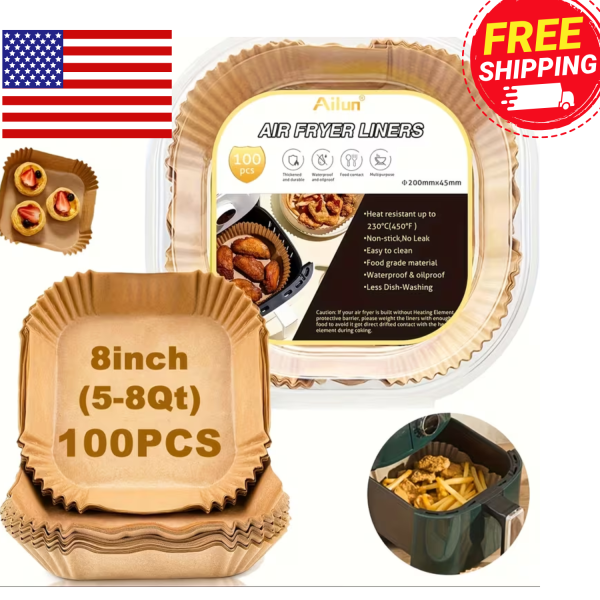 Disposable Air Fryer Paper Liners Non-Stick Oil Proof Square Baking Pads