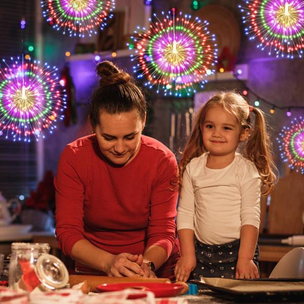 Share 180 2 PC LED Firework Fairy String Lights Xmas Hanging Lamp with Remote, 8 Mode