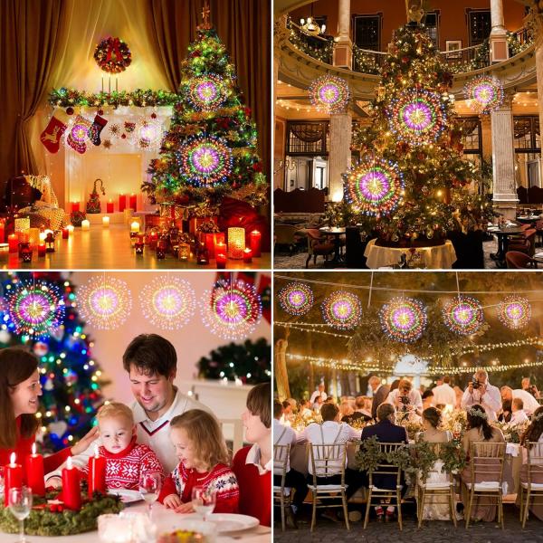 Share 180 2 PC LED Firework Fairy String Lights Xmas Hanging Lamp with Remote, 8 Mode