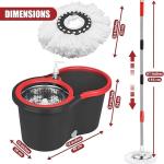360° Spin Mop and Bucket with Wringer Set Spinning Mop System 4 Mop Refill