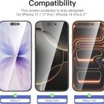 NEW'C 3 Pack Designed for iPhone 17,17 Pro, iPhone 16 Pro Screen Protector 6.3in