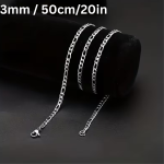 Stainless Steel Chain Necklace – Unisex Silver for Men & Women 20in 24in, 3mm B Budget Basket Deals (108)