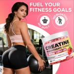 Creatine Monohydrate Gummies, 5g Creatine Gummies for Women & Men.Pre-Workout & Muscle Growth Support, Contains BCAA, Collagen, Sugar-Free, 120 Count