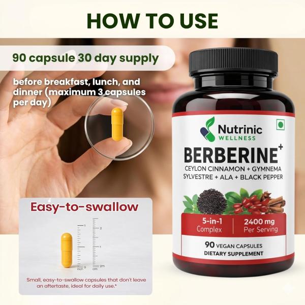 Berberine 1500 mg – with ALA, Ceylon Cinnamon, Gymnema & Black Pepper 900 mg | Blood Sugar & Metabolic Support | 90 Vegan Capsules 30 Day Supply