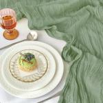 IVAPUPU 2 Pcs Cheesecloth Table Runner - 10ft Sage Green Easter Decor Boho Gauze Cheese Cloth Table Runners for Baby Shower Decorations Wedding Party Spring Garden Farmhouse