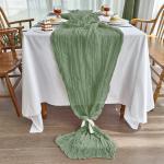 IVAPUPU 2 Pcs Cheesecloth Table Runner - 10ft Sage Green Easter Decor Boho Gauze Cheese Cloth Table Runners for Baby Shower Decorations Wedding Party Spring Garden Farmhouse