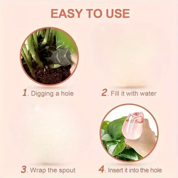 4pcs Pink Tulip Plant Watering Balls, new design slow release watering tool