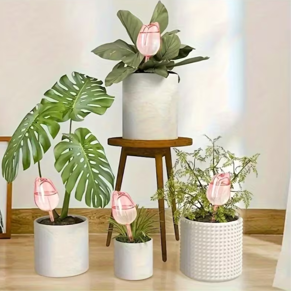 4pcs Pink Tulip Plant Watering Balls, new design slow release watering tool